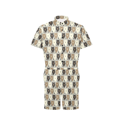 Bear Pattern Print Design 04 Men's Romper