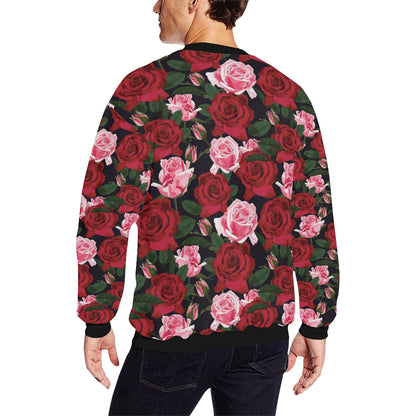 Rose Red Pink Pattern Print Design RO01 Men Long Sleeve Sweatshirt