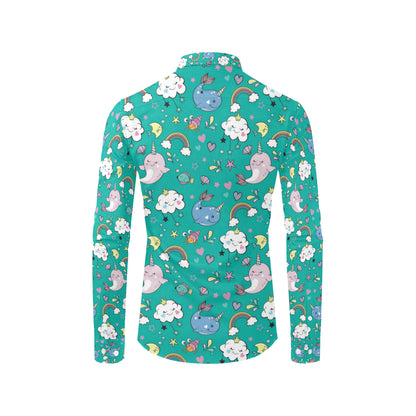 Narwhal Pattern Print Design 04 Men's Long Sleeve Shirt