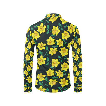 Daffodils Pattern Print Design DF03 Men's Long Sleeve Shirt