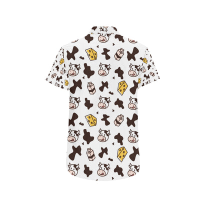 Cow Pattern Print Design 06 Men's Short Sleeve Button Up Shirt