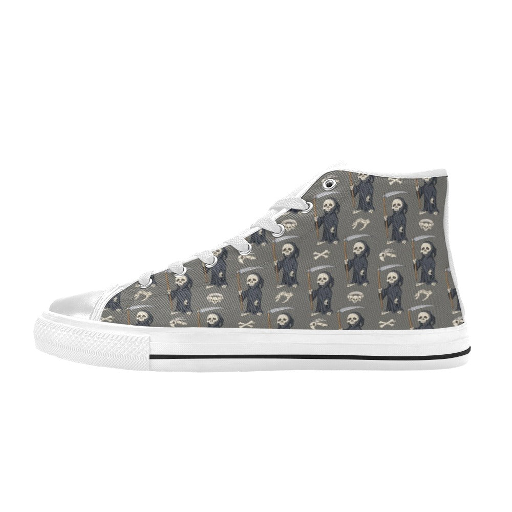 Skeleton Print Design LKS308 High Top Women's White Shoes