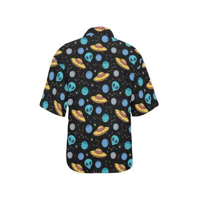 UFO Alien Print Design LKS306 Women's Hawaiian Shirt