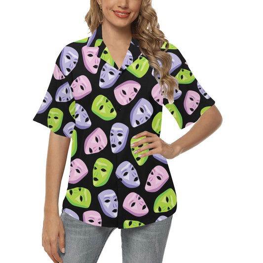 Acting Mask Pattern Print Design 04 Women's Hawaiian Shirt
