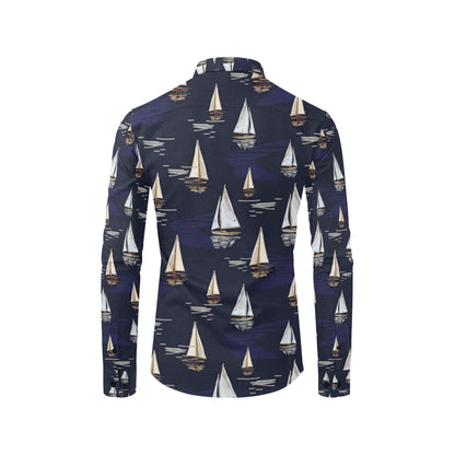 Sailing Ships Pattern Print Design A05 Men's Long Sleeve Shirt
