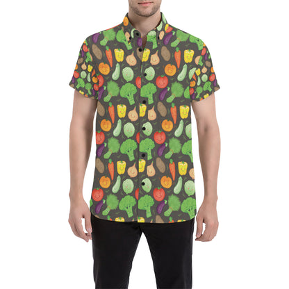 Vegan Funny Themed Design Print Men's Short Sleeve Button Up Shirt