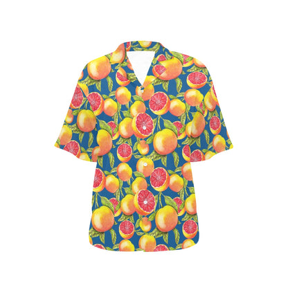 Grapefruit Pattern Print Design GF04 Women's Hawaiian Shirt