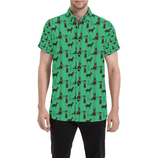 Beauceron Pattern Print Design 01 Men's Short Sleeve Button Up Shirt