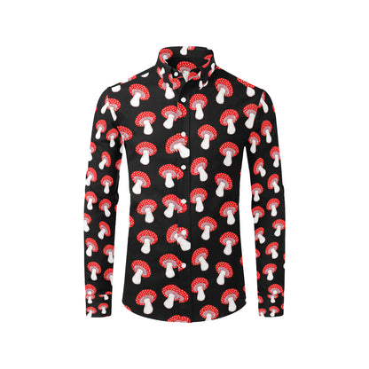 Mushroom Pattern Print Design A02 Men's Long Sleeve Shirt