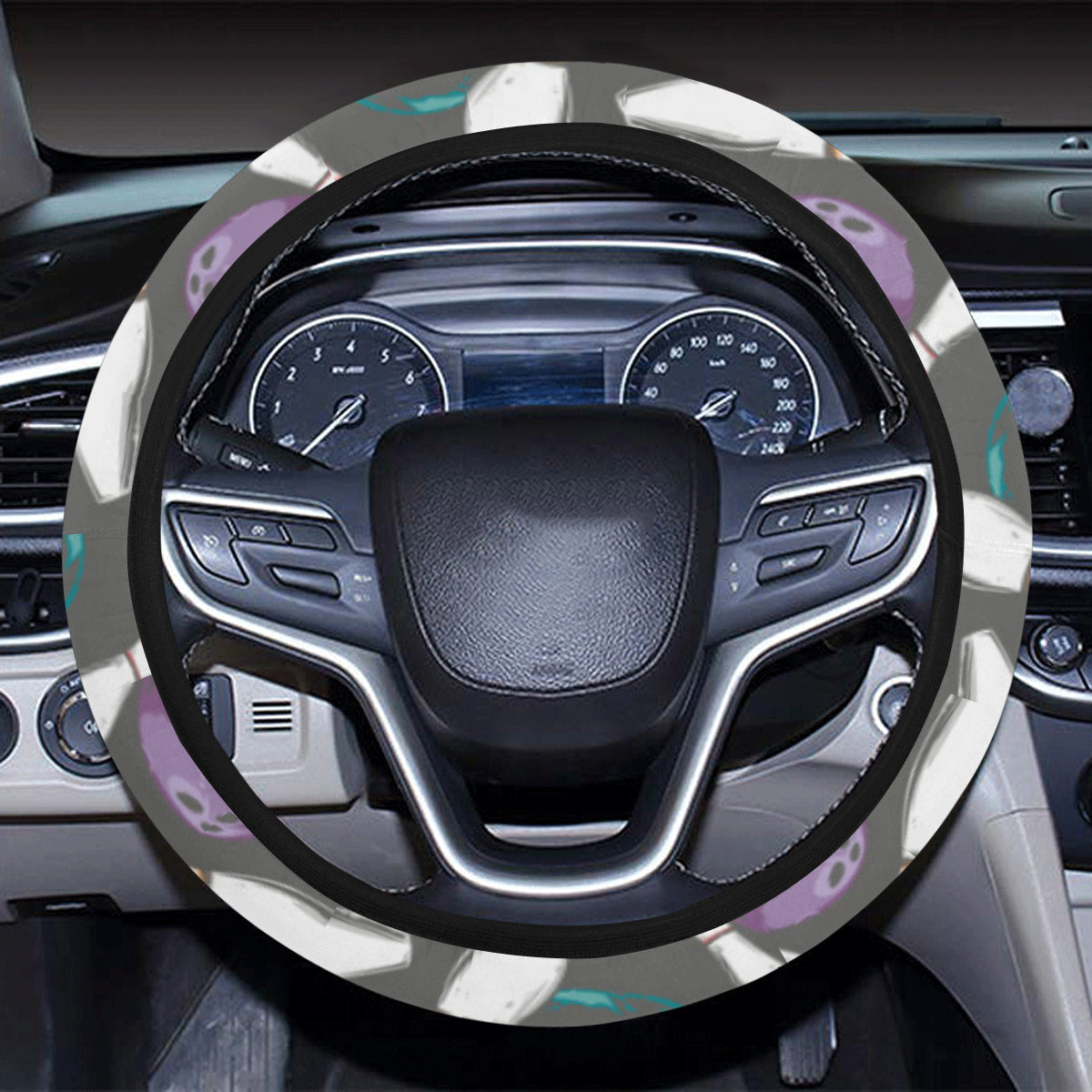 Bowling Pattern Print Design 03 Steering Wheel Cover with Elastic Edge