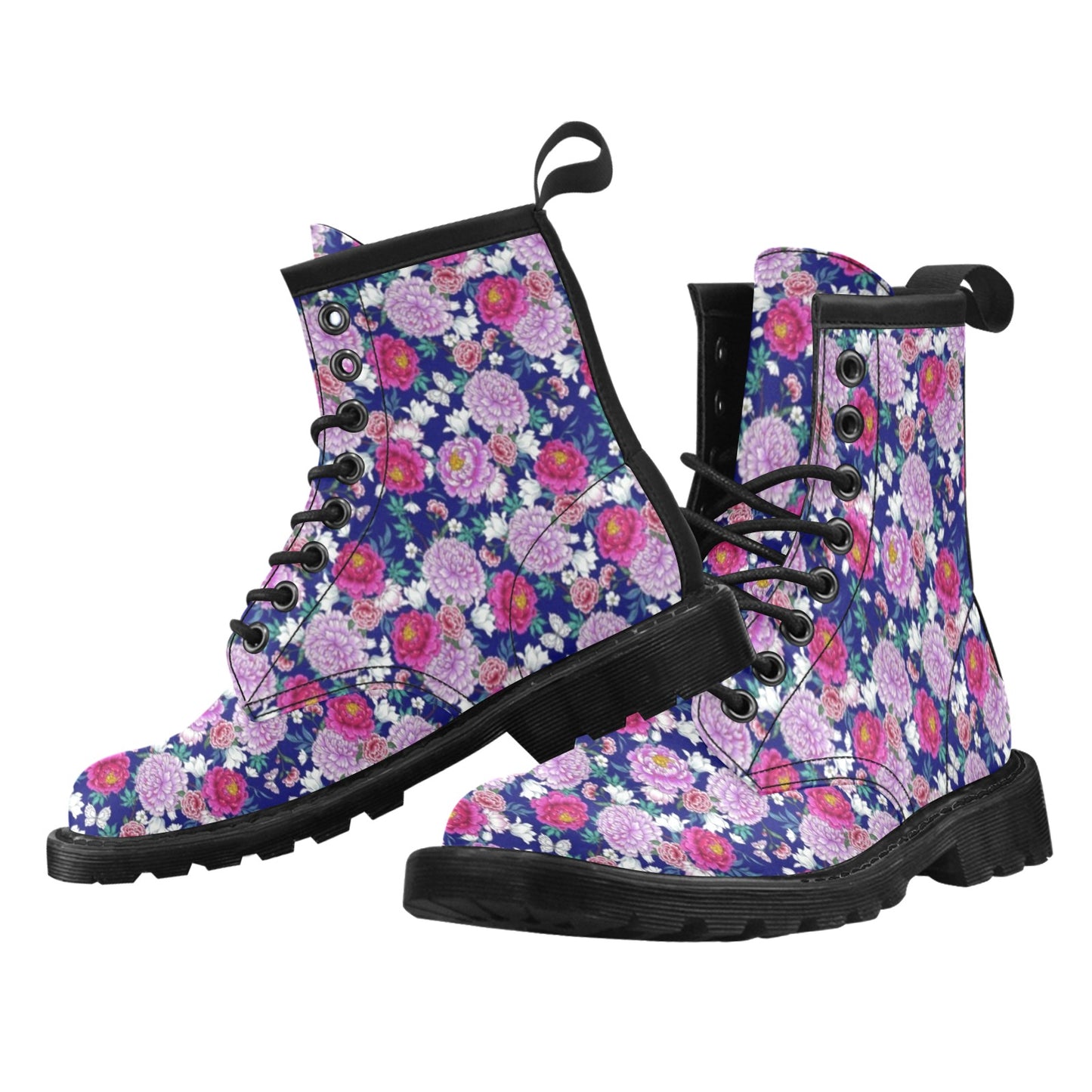 Dahlia Pattern Print Design DH013 Women's Boots