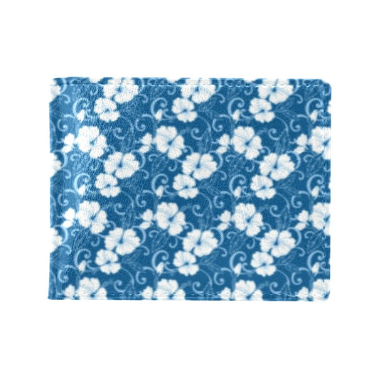 Hibiscus Blue Flower Hawaiian Print Men's ID Card Wallet