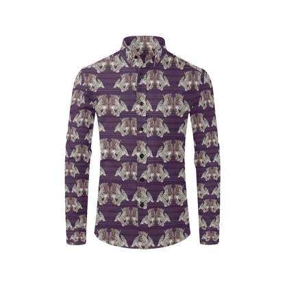 Leopard Pattern Print Design 01 Men's Long Sleeve Shirt