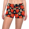 Red Hibiscus Pattern Print Design HB022 Yoga Shorts