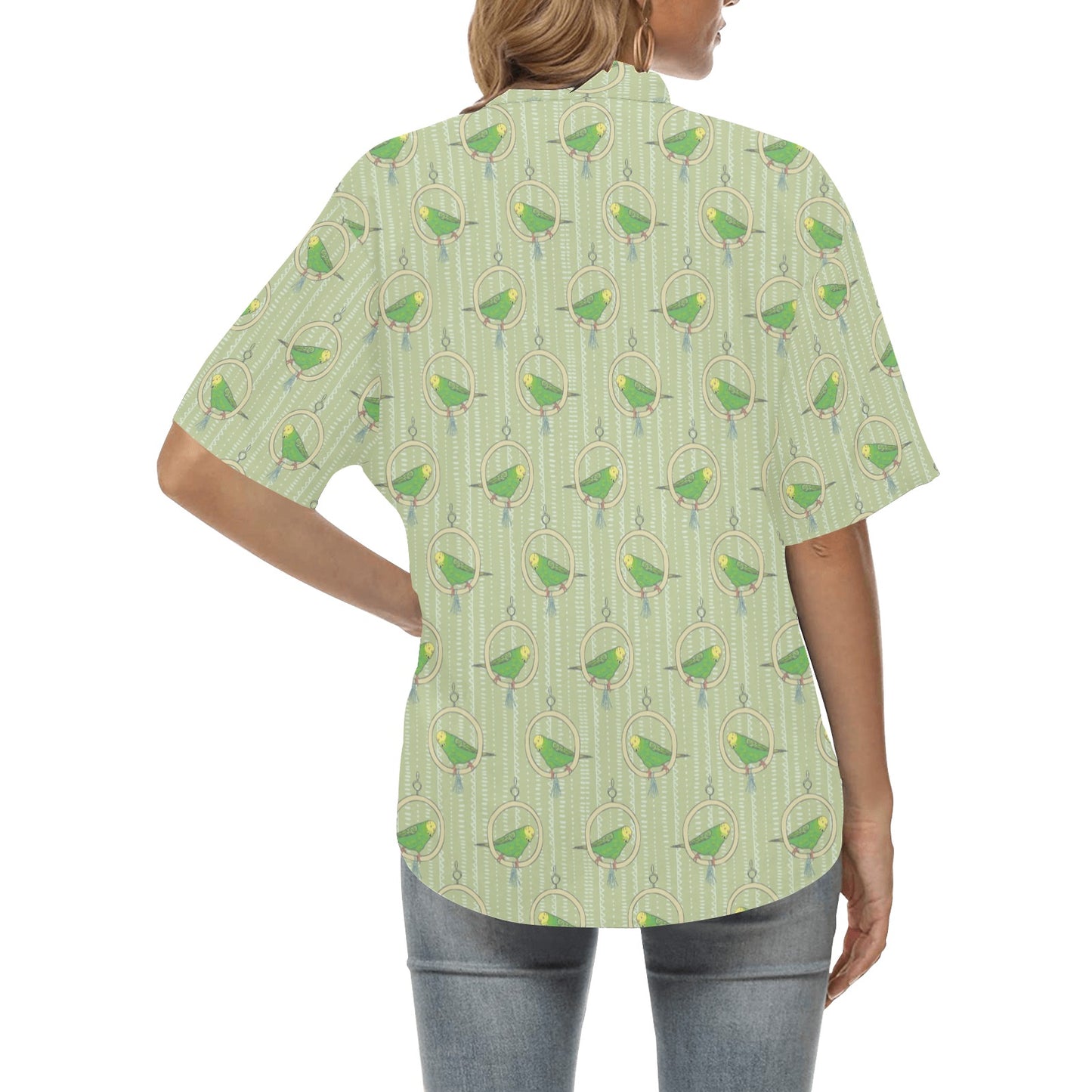 Budgerigar Pattern Print Design 02 Women's Hawaiian Shirt