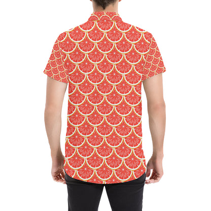 Grapefruit Pattern Print Design GF07 Men's Short Sleeve Button Up Shirt