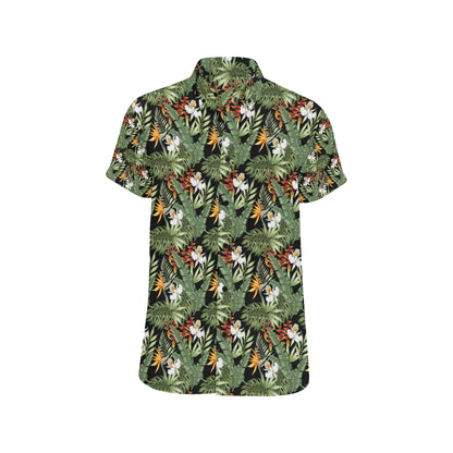 Bird Of Paradise Pattern Print Design 02 Men's Short Sleeve Button Up Shirt