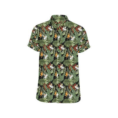 Bird Of Paradise Pattern Print Design 02 Men's Short Sleeve Button Up Shirt