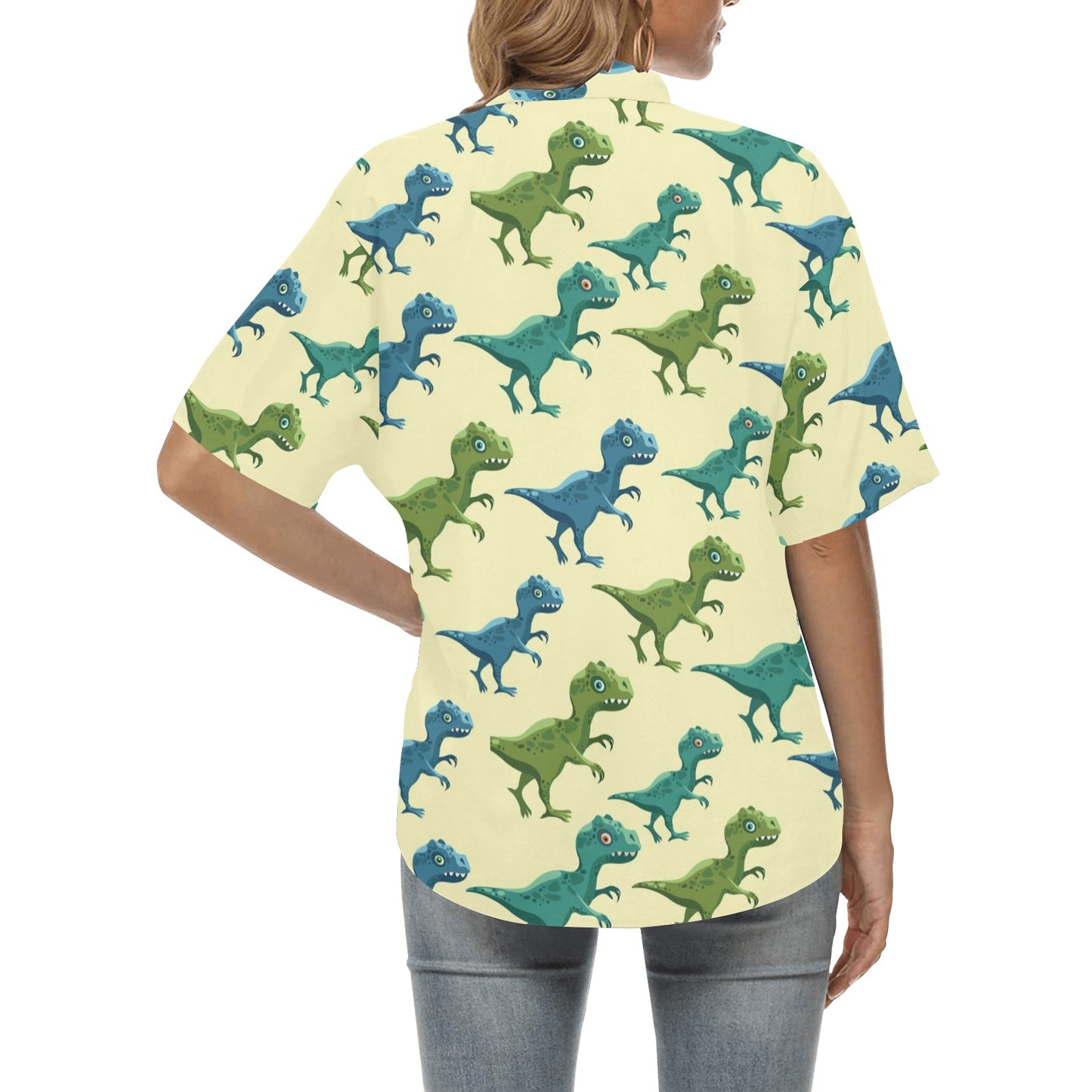 T Rex Pattern Print Design A04 Women's Hawaiian Shirt