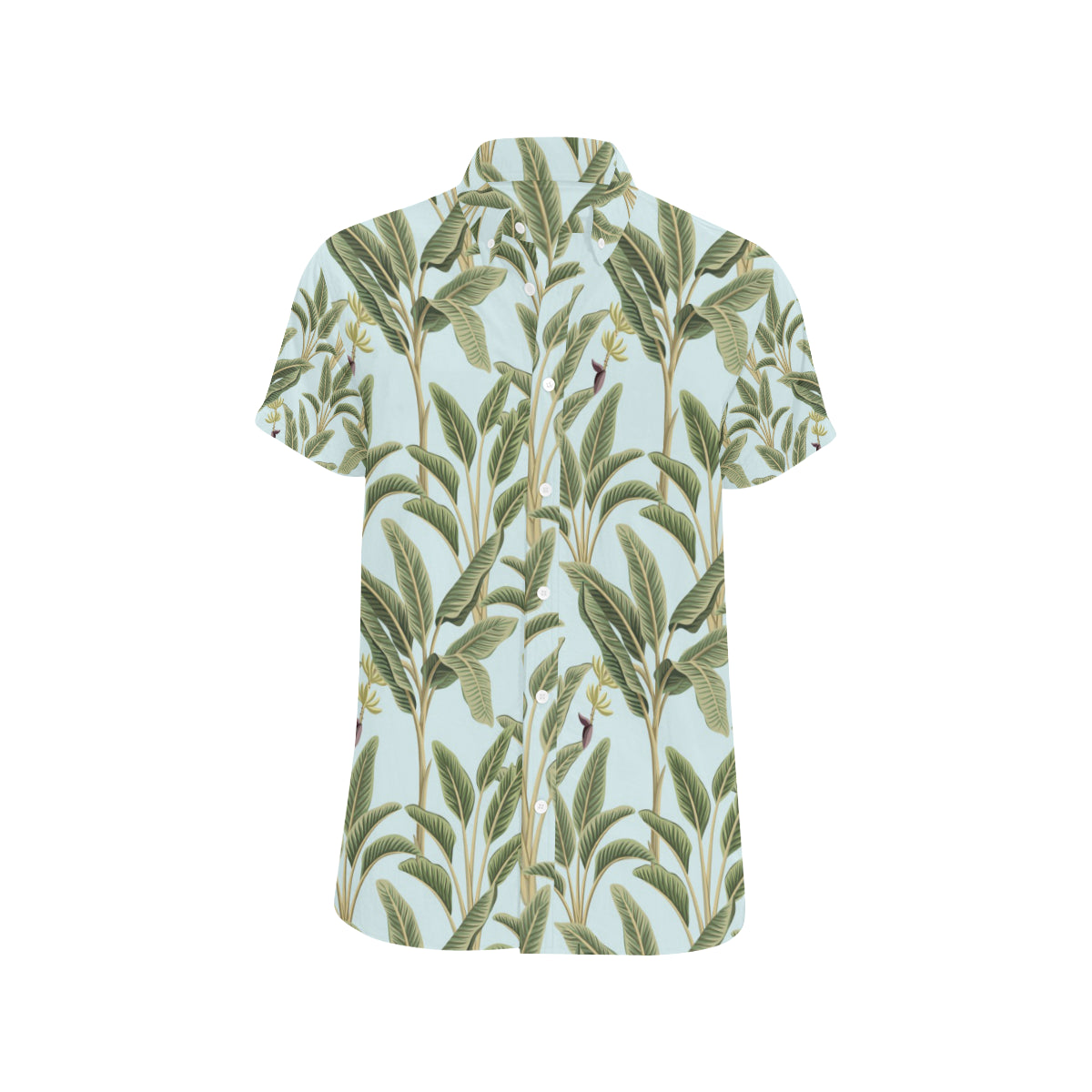 Banana Leaf Pattern Print Design BL03 Men's Short Sleeve Button Up Shirt