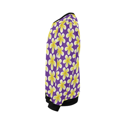 Yellow Plumeria Pattern Print Design PM05 Men Long Sleeve Sweatshirt