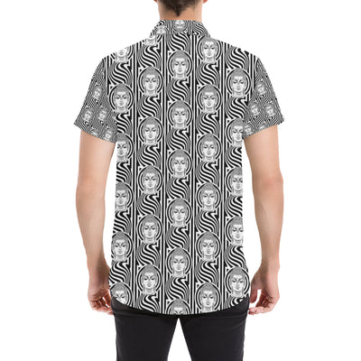 Buddha Pattern Print Design 05 Men's Short Sleeve Button Up Shirt