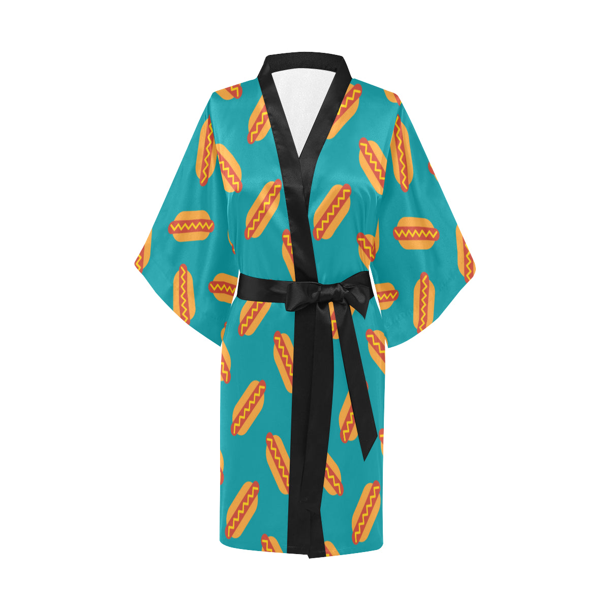 Hot Dog Pattern Print Design 03 Women's Short Kimono