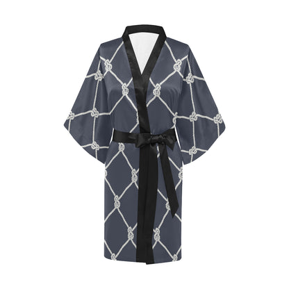 Rope Pattern Print Design A02 Women's Short Kimono