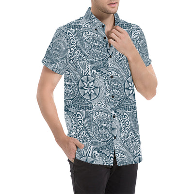 Polynesian Pattern Print Design A03 Men's Short Sleeve Button Up Shirt