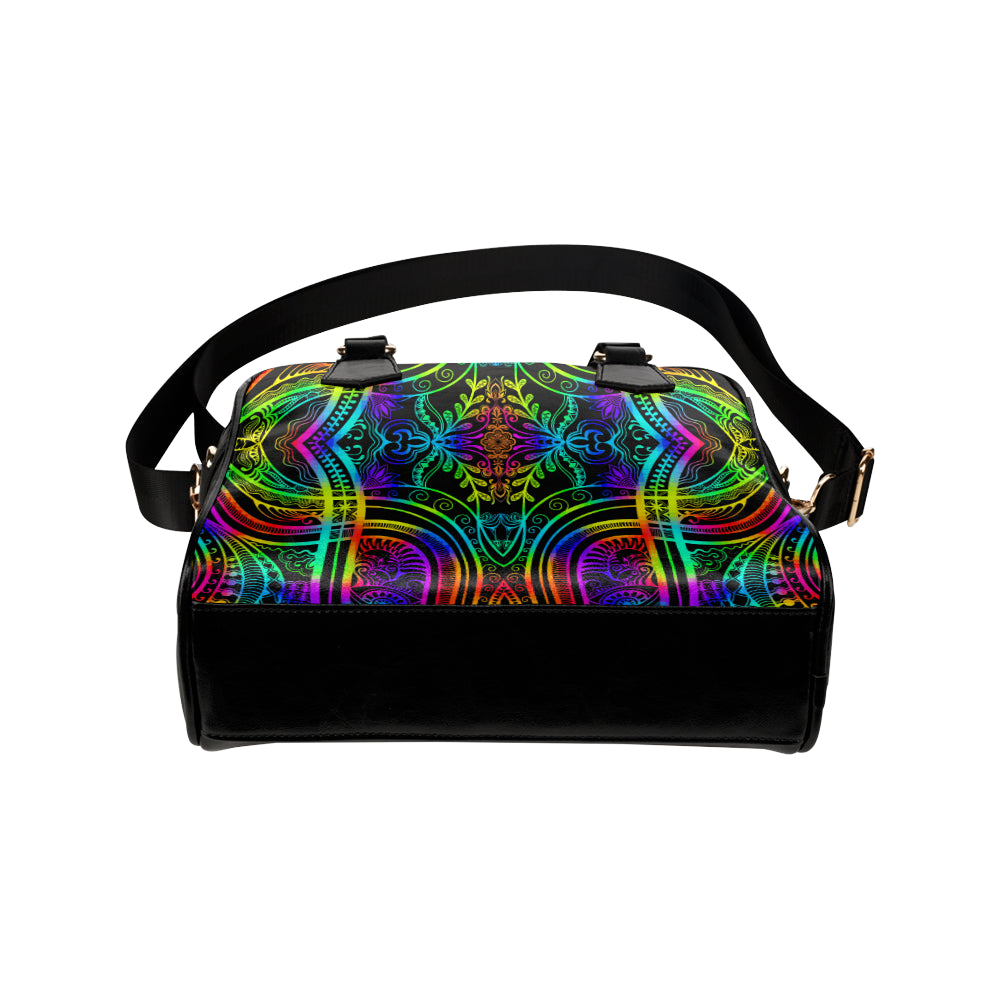 Neon Trible Rainbow Pattern Print Design A01 Shoulder Handbag