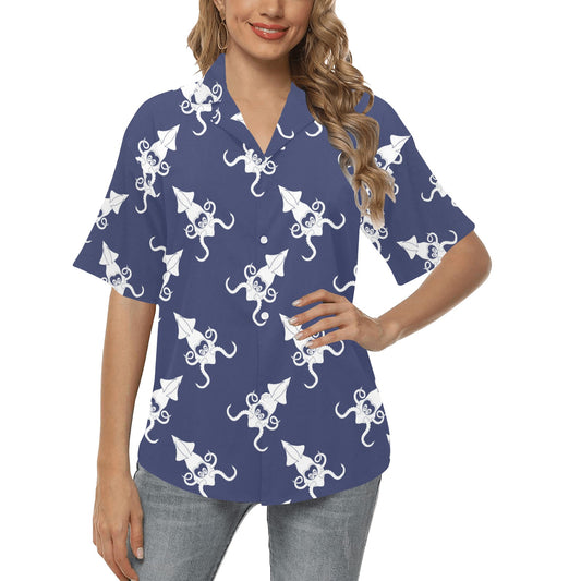 Giant Squid Pattern Print Design 02 Women's Hawaiian Shirt