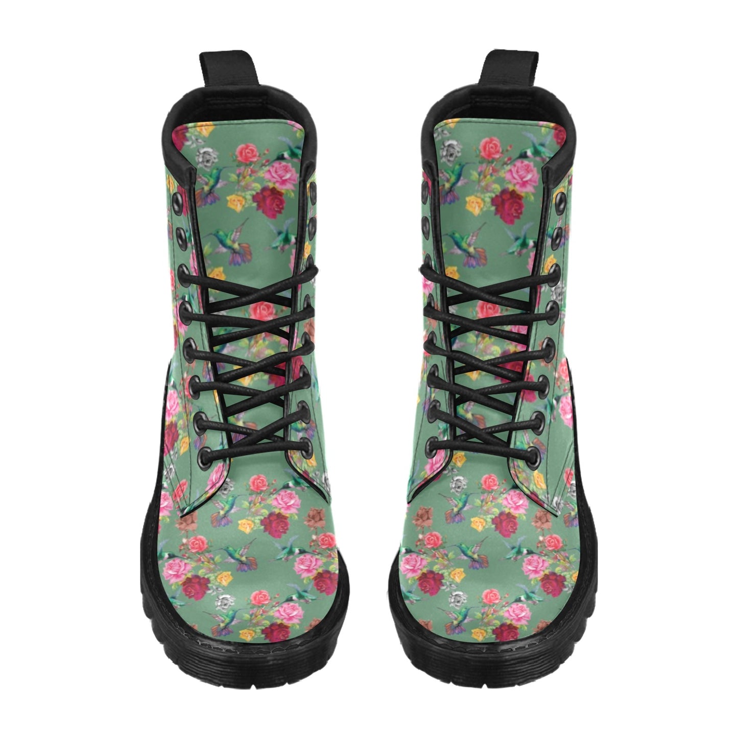Hummingbird with Rose Themed Print Women's Boots