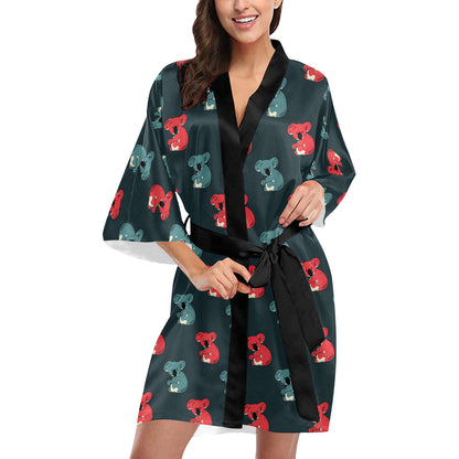 Koala Pattern Print Design 02 Women's Short Kimono