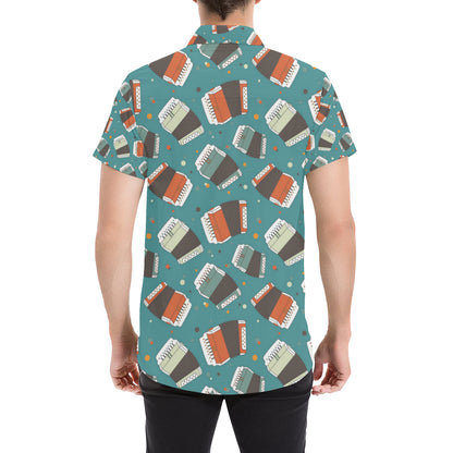 Accordion Pattern Print Design 02 Men's Short Sleeve Button Up Shirt