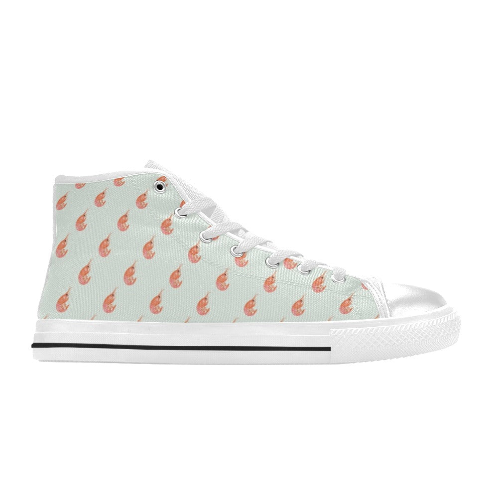 Shrimp Print Design LKS304 High Top Women's White Shoes