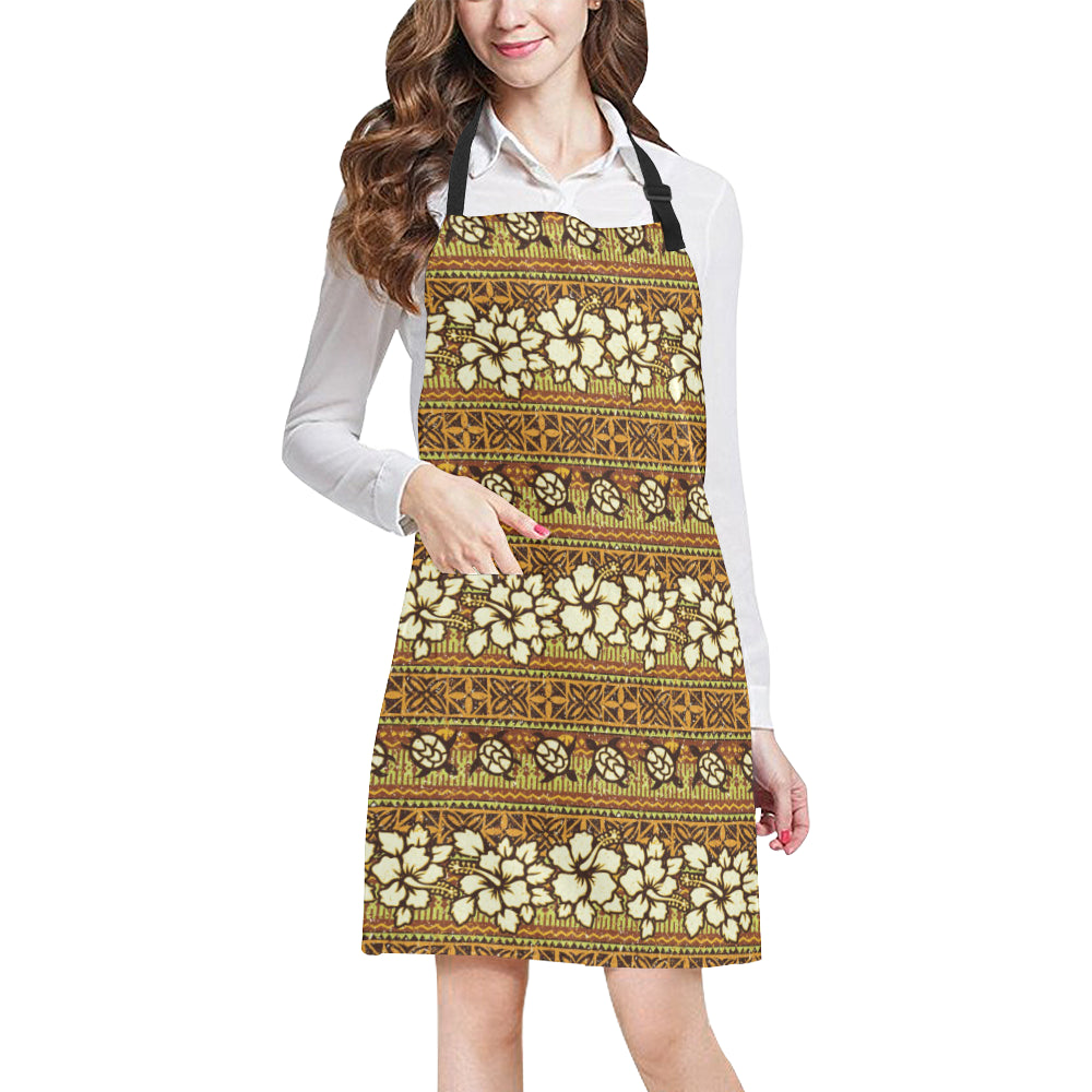Hawaiian Themed Pattern Print Design H015 Apron with Pocket