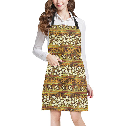 Hawaiian Themed Pattern Print Design H015 Apron with Pocket