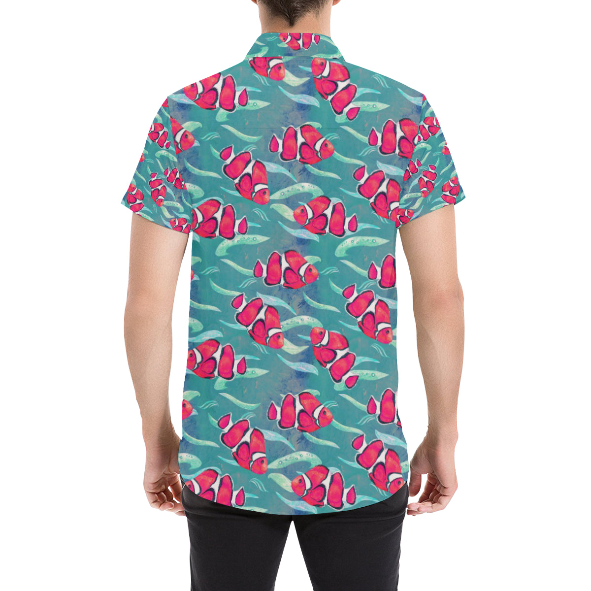 Clownfish Pattern Print Design 02 Men's Short Sleeve Button Up Shirt