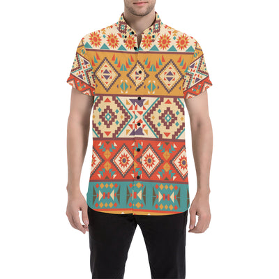 Navajo Pattern Print Design A01 Men's Short Sleeve Button Up Shirt