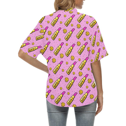 Lipstick Pattern Print Design LT03 Women's Hawaiian Shirt
