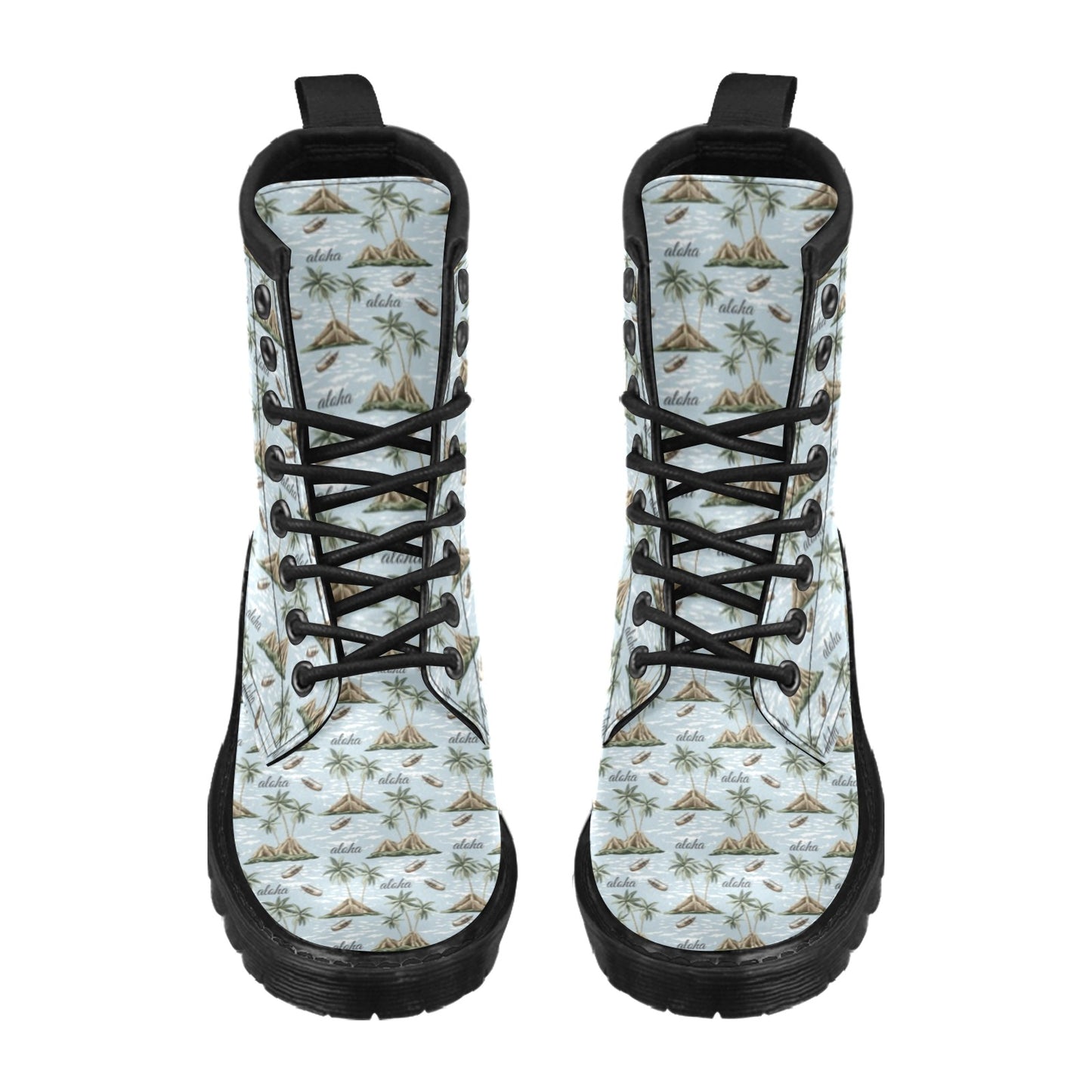 Aloha Hawaii island Design Themed Print Women's Boots