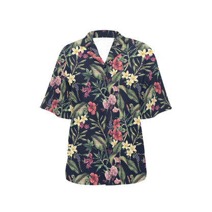 Tropical Flower Pattern Women's Hawaiian Shirt