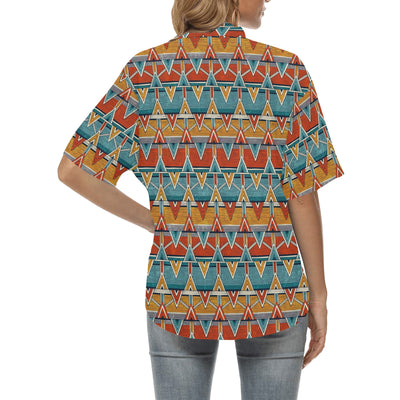 Kente Print African Design Themed Women's Hawaiian Shirt