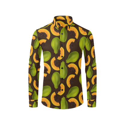 Papaya Pattern Print Design PP04 Men's Long Sleeve Shirt