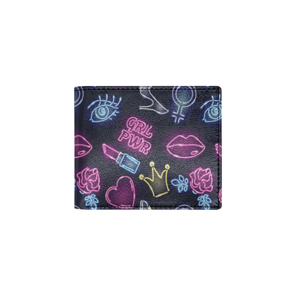 Lipstick Neon Pattern Print Design 02 Men's ID Card Wallet