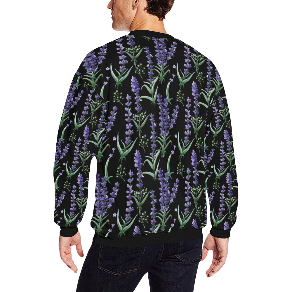 Lavender Pattern Print Design LV01 Men Long Sleeve Sweatshirt