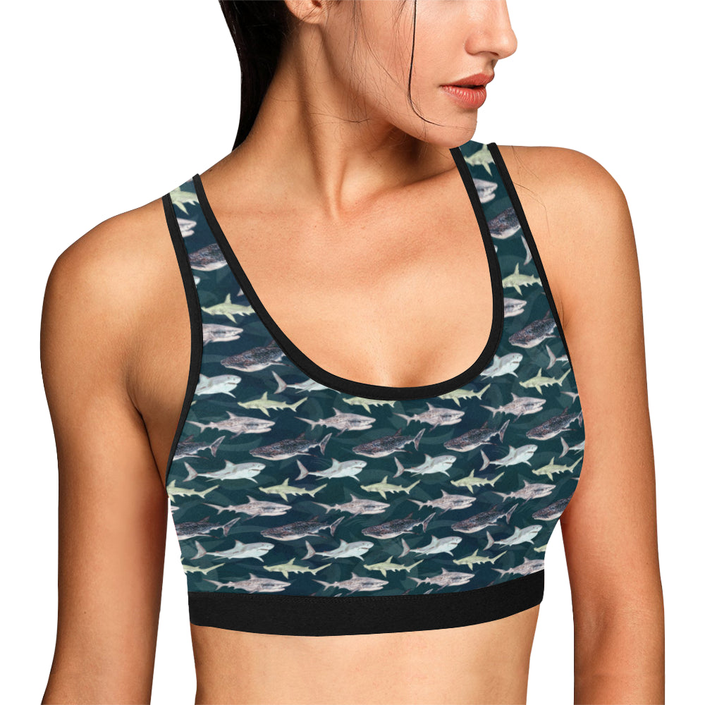 Shark Pattern Print Sports Bra