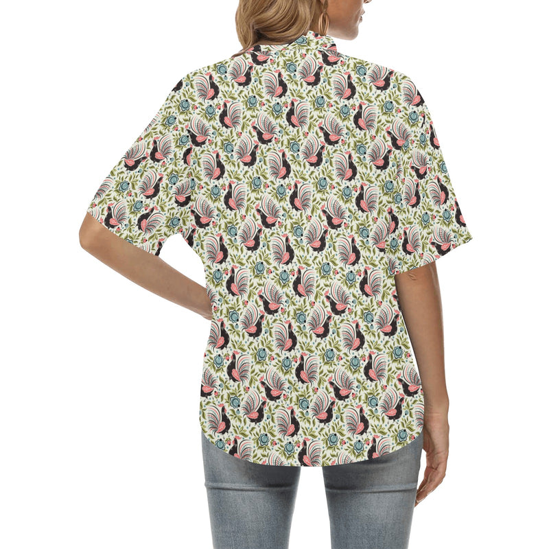 Rooster Print Design Women's Hawaiian Shirt