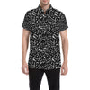 Music Note Black white Themed Print Men's Short Sleeve Button Up Shirt