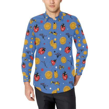 Ladybug Pattern Print Design 05 Men's Long Sleeve Shirt